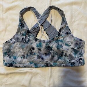 Lululemon Athletica Blue Gray Floral Sports Bra